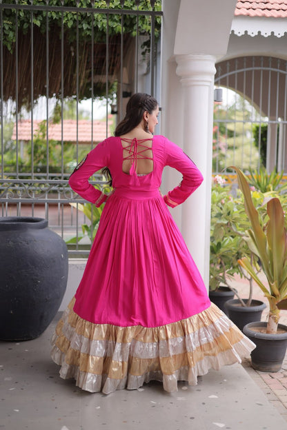 Rayon Kutchi Gamthi Work Gown