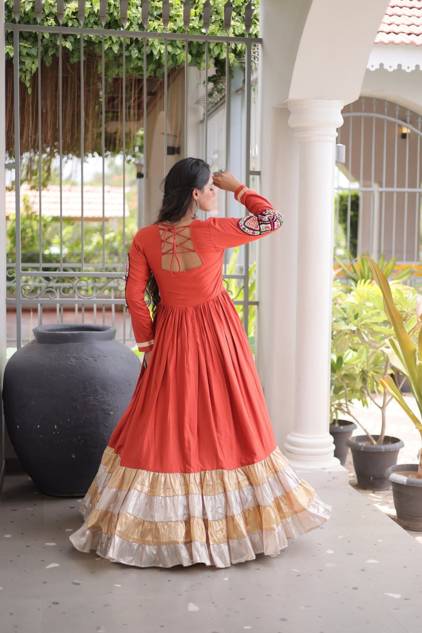 Rayon Kutchi Gamthi Work Gown
