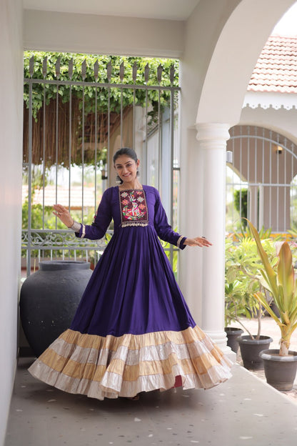 Rayon Kutchi Gamthi Work Gown