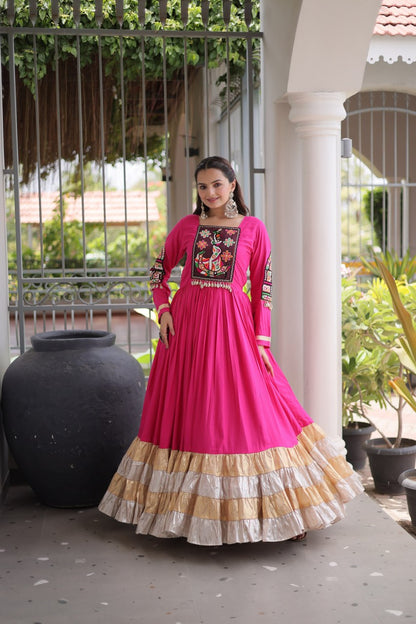 Rayon Kutchi Gamthi Work Gown