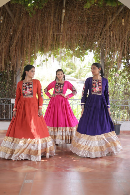 Rayon Kutchi Gamthi Work Gown