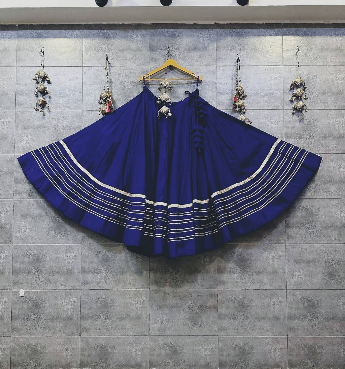 Royal Blue Rayon Cotton Navratri Lehenga