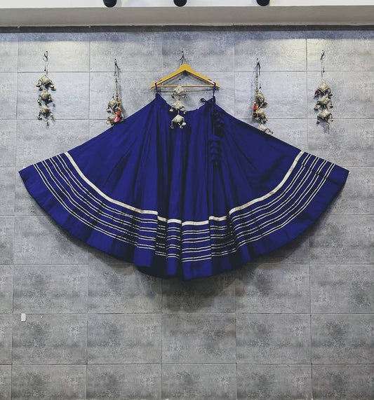 Royal Blue Rayon Cotton Navratri Lehenga