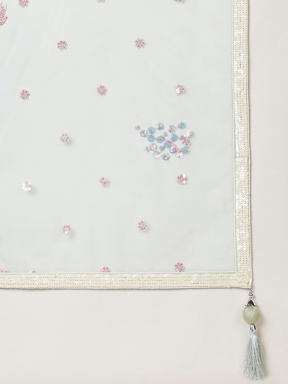 Sky Blue Garden Floral Embroidered Lehenga Choli