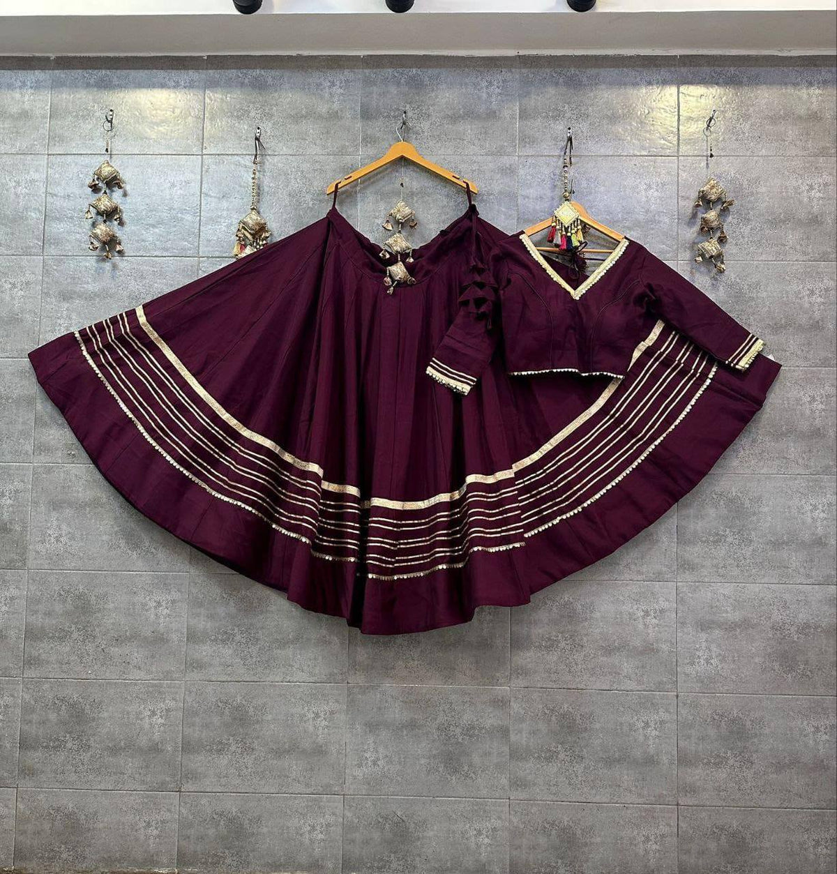 White Rayon Cotton Navratri Lehenga Choli with Heavy Gota Patti Work