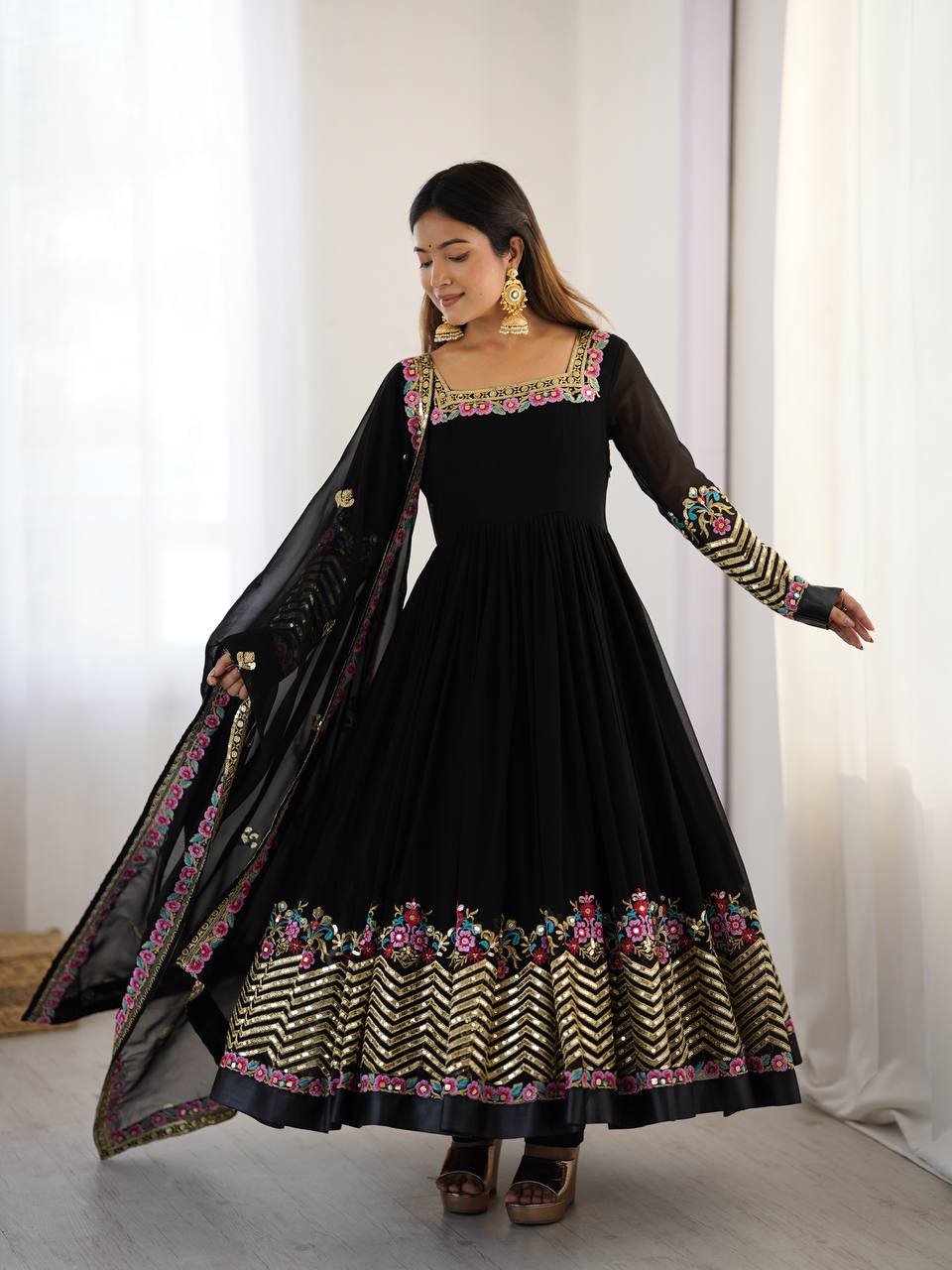 black dress with golden work Black and Gold Off-Shoulder Mermaid Gown, Elegant Evening Dress