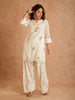 Cream Cotton Silk Kurta Set with Farshi Salwar & Organza Dupatta