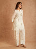 Cream Cotton Silk Kurta Set with Farshi Salwar & Organza Dupatta