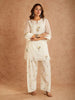 Cream Cotton Silk Kurta Set with Farshi Salwar & Organza Dupatta