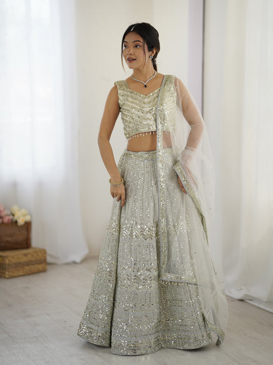 Ivory Sequin Lehenga Set for wedding