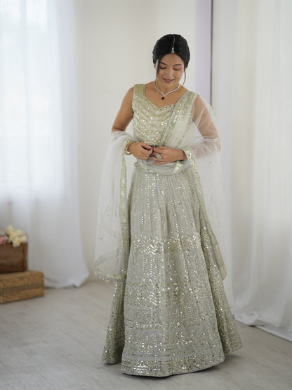 Ivory Sequin Lehenga Set for wedding