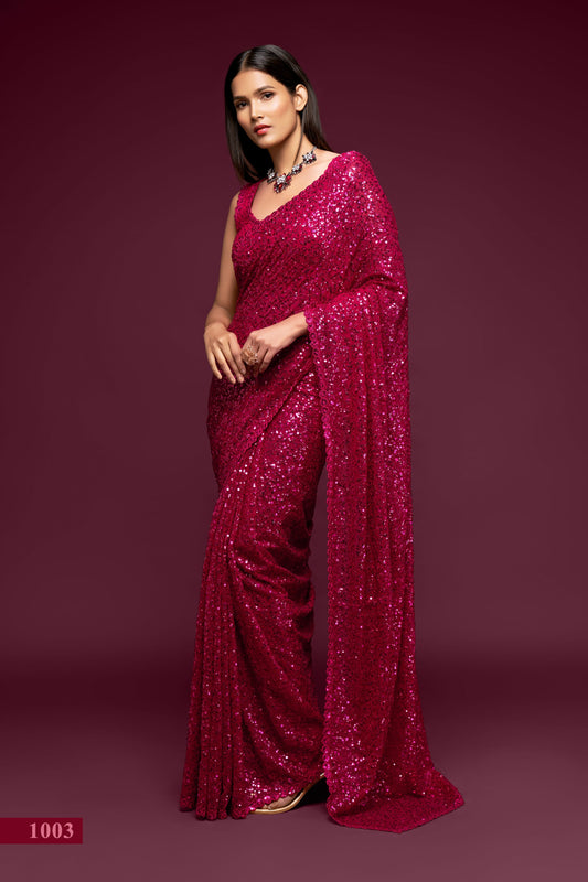 manvansh Magenta Sequin Saree