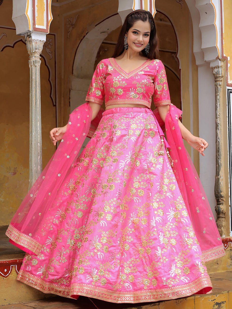 Bridal & Party Wear Designer Pink Embroidered Lehenga Choli with Dupatta