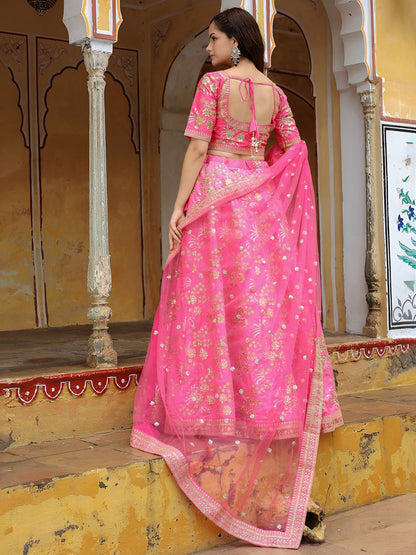 Bridal & Party Wear Designer Pink Embroidered Lehenga Choli with Dupatta
