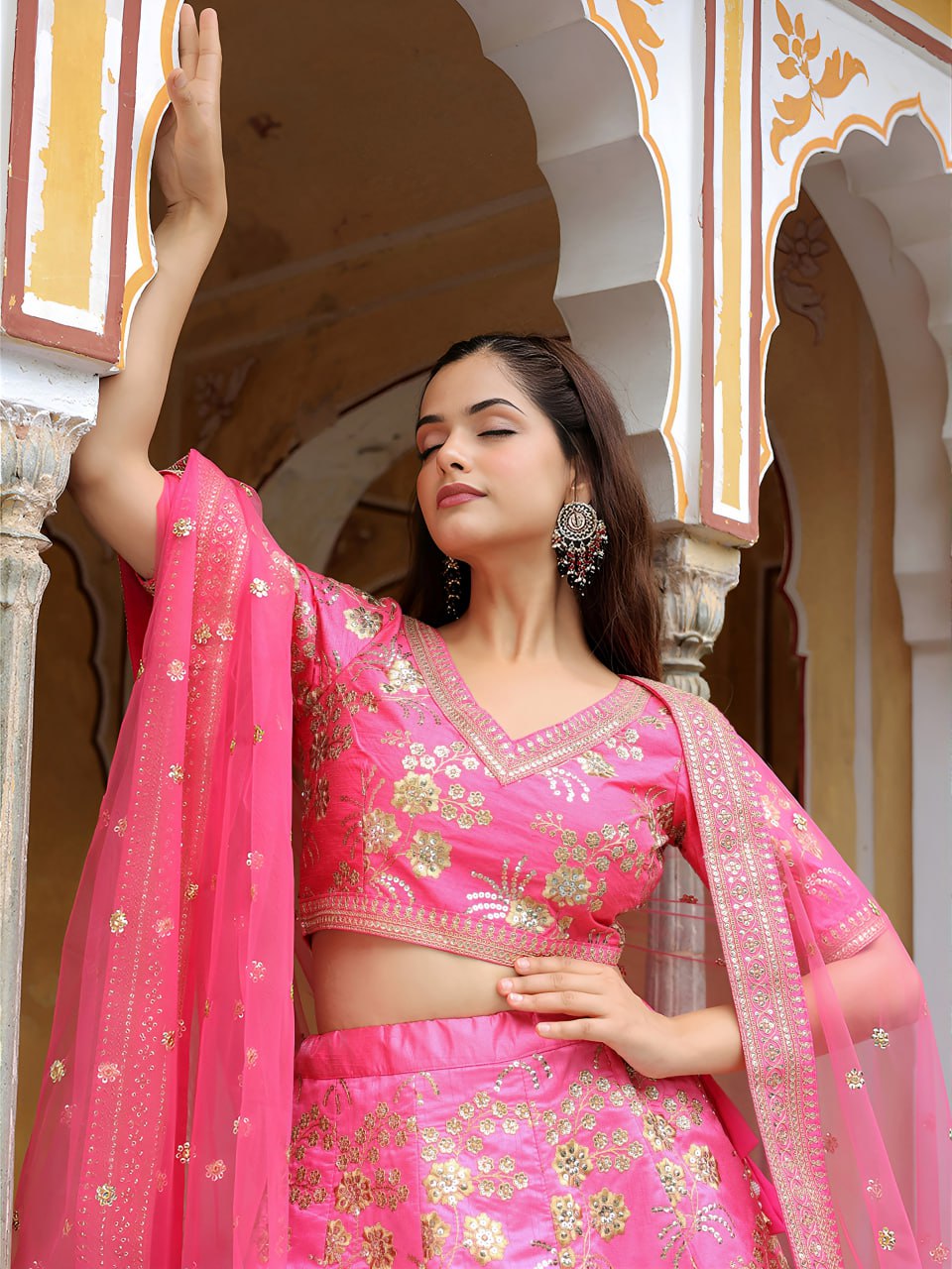 Bridal & Party Wear Designer Pink Embroidered Lehenga Choli with Dupatta