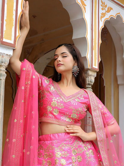 Bridal & Party Wear Designer Pink Embroidered Lehenga Choli with Dupatta