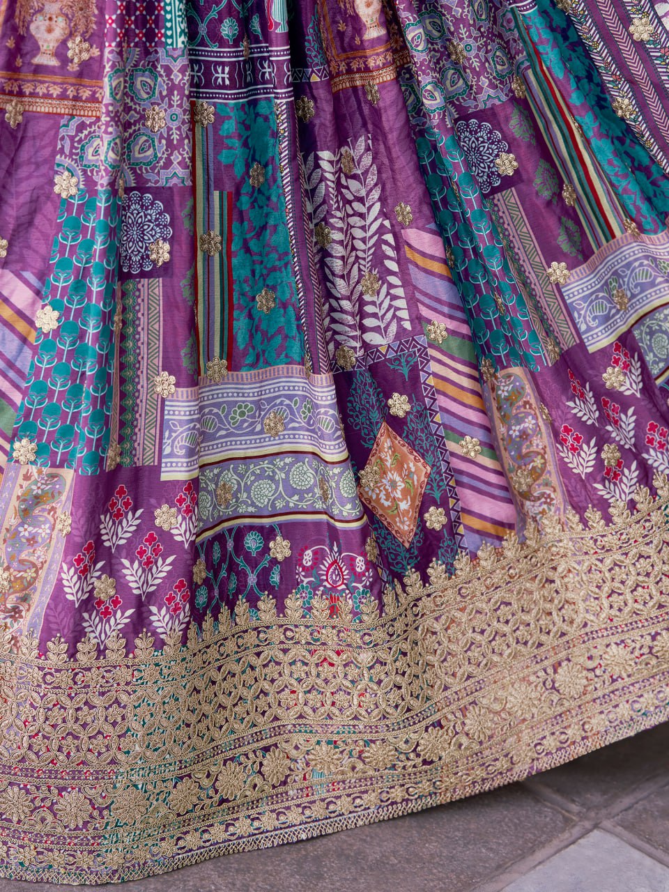 Purple Designer Lehenga Choli with Heavy Embroidered Blouse and Dupatta