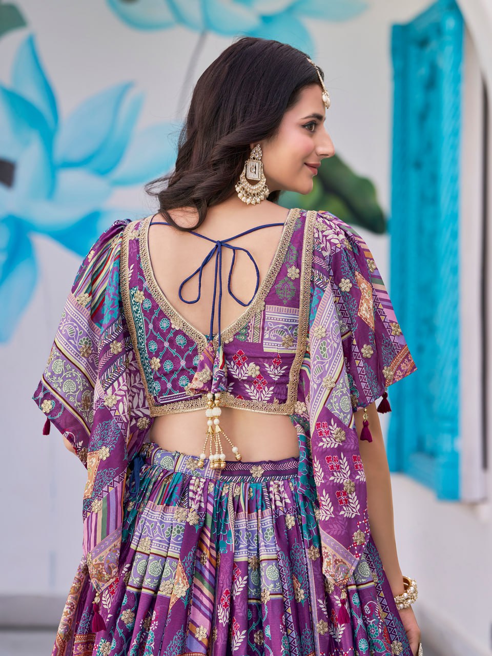 Purple Designer Lehenga Choli with Heavy Embroidered Blouse and Dupatta