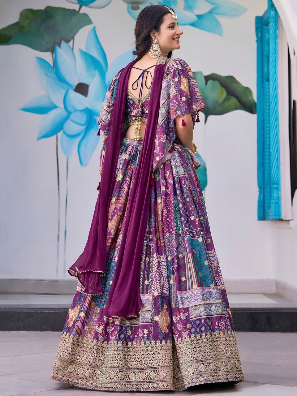 Purple Designer Lehenga Choli with Heavy Embroidered Blouse and Dupatta