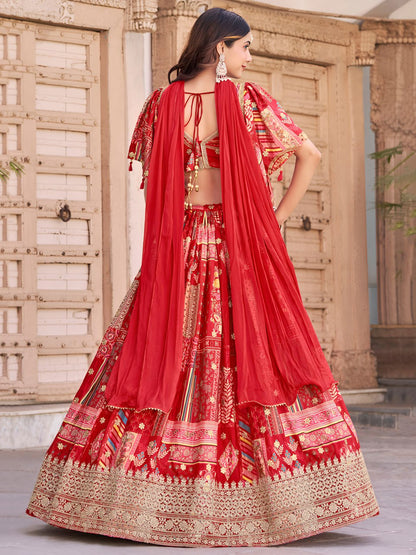 Heavy Embroidered Red Bridal Lehenga Choli with Dupatta