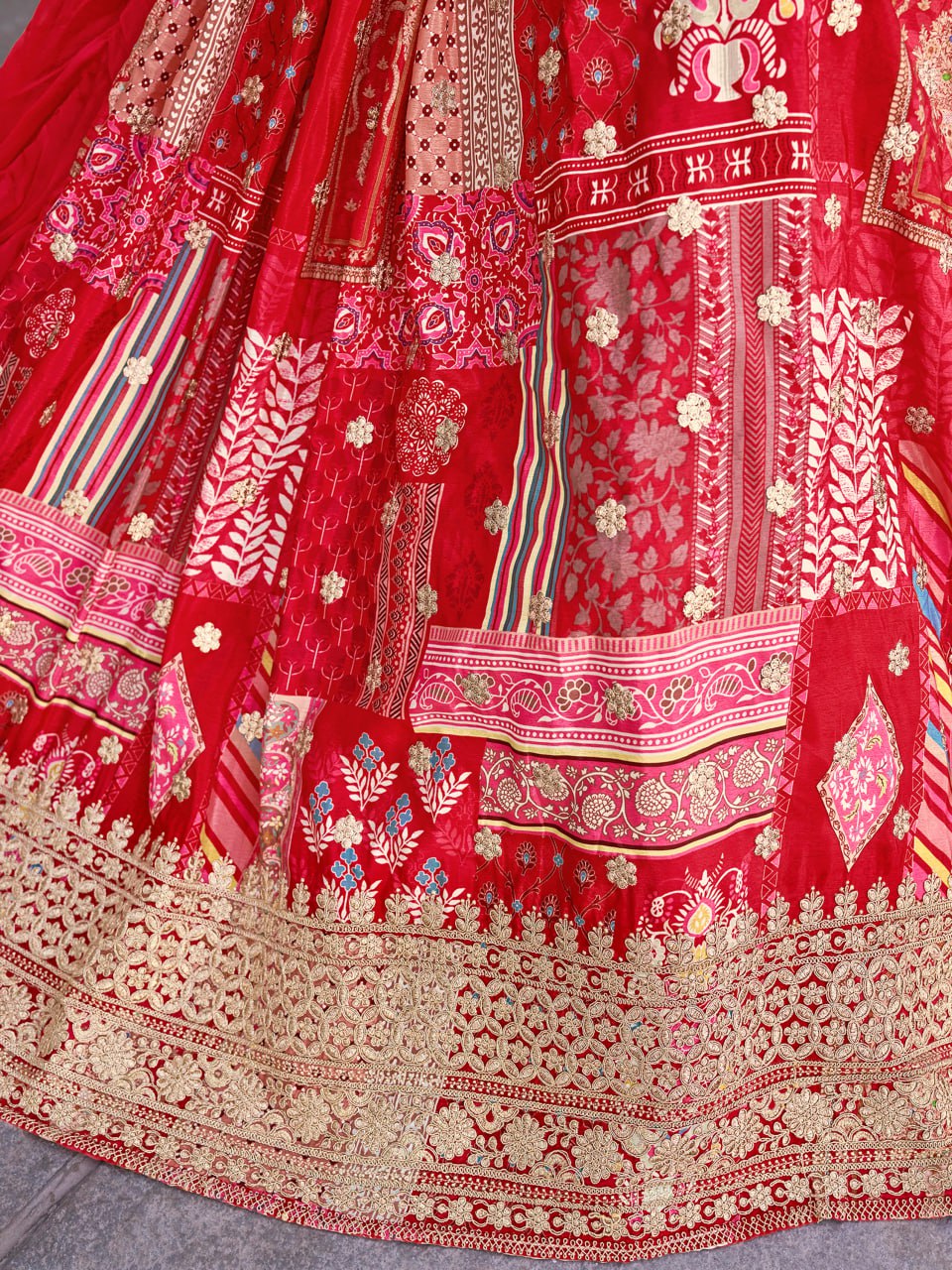 Heavy Embroidered Red Bridal Lehenga Choli with Dupatta