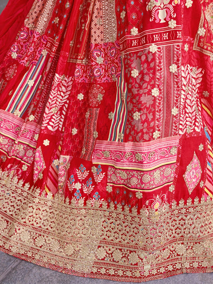Heavy Embroidered Red Bridal Lehenga Choli with Dupatta