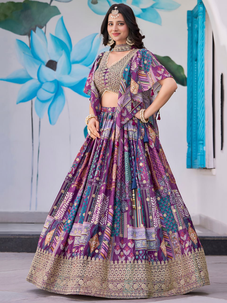 Purple Designer Lehenga Choli with Heavy Embroidered Blouse and Dupatta