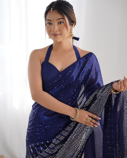 Bollywood Style Royal Blue Saree for Weddings