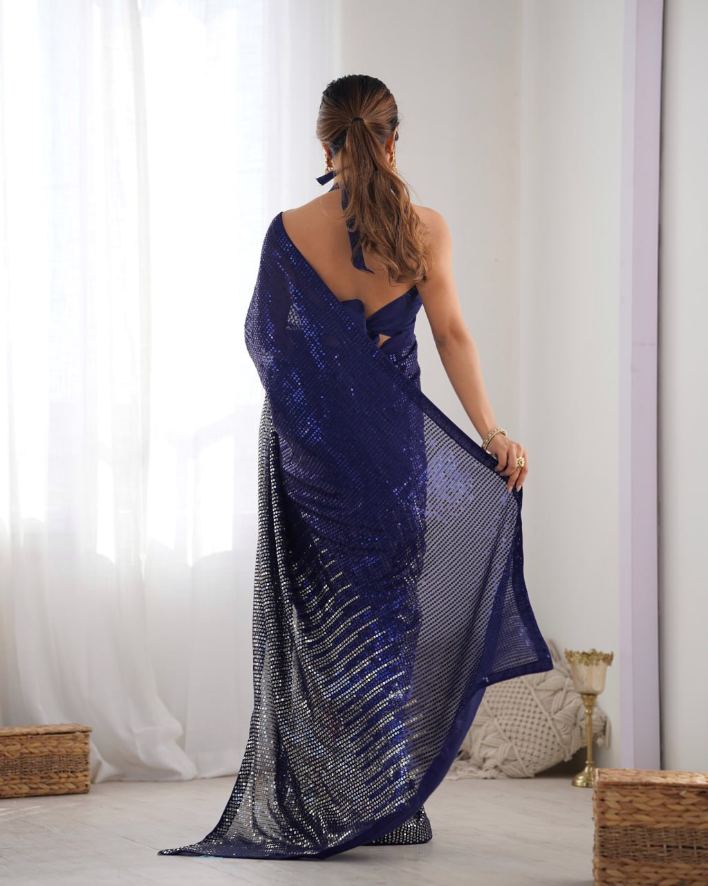 Bollywood Style Royal Blue Saree for Weddings
