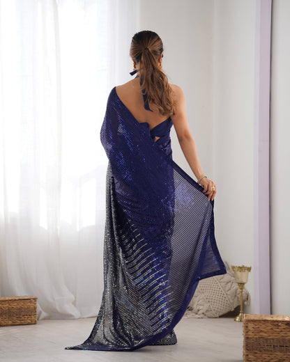 Bollywood Style Royal Blue Saree for Weddings