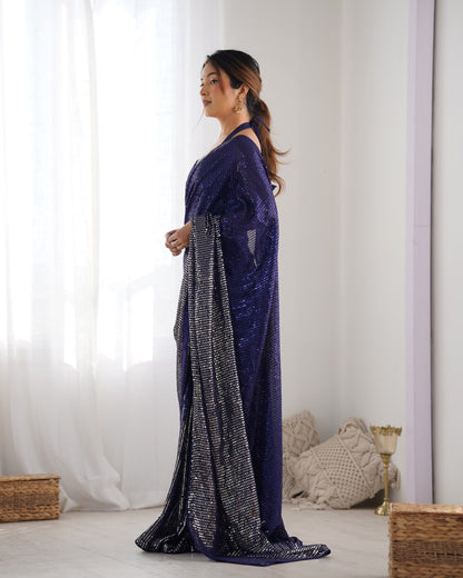 Bollywood Style Royal Blue Saree for Weddings