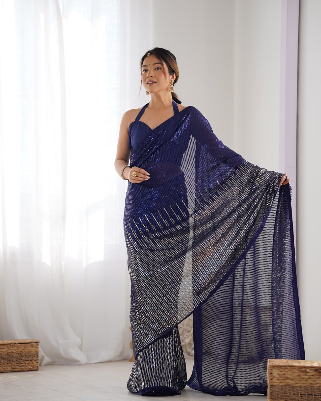 Bollywood Style Royal Blue Saree for Weddings