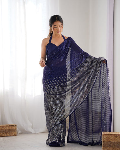 Bollywood Style Royal Blue Saree for Weddings