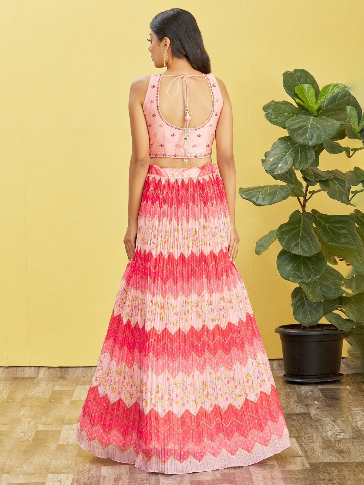Blush Pink Floral Embroidered Lehenga Choli with Net Dupatta