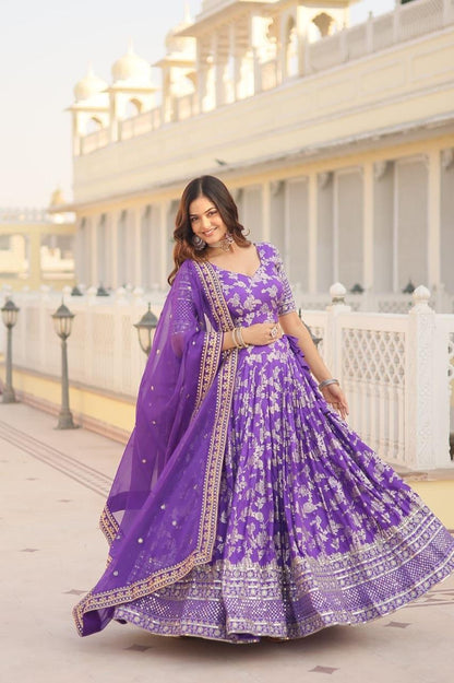 Luxury Violet Lehenga Choli with Dupatta for Wedding & Partywear
