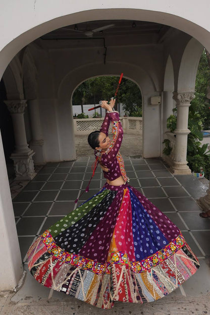 Multicolor Navratri Kutchi Mirror Work Chaniya Choli for Garba