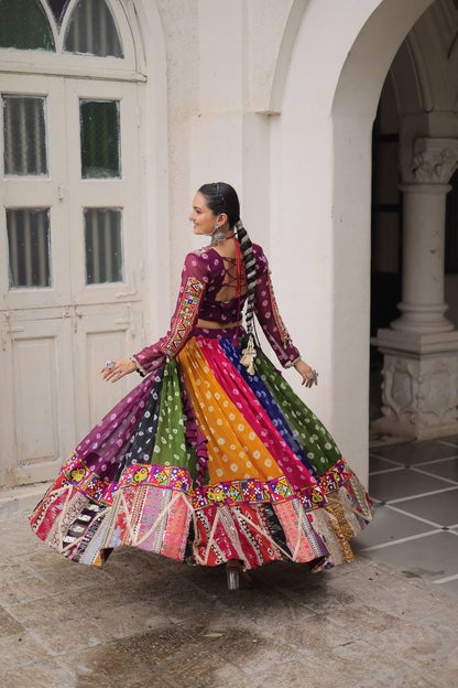 Multicolor Navratri Kutchi Mirror Work Chaniya Choli for Garba