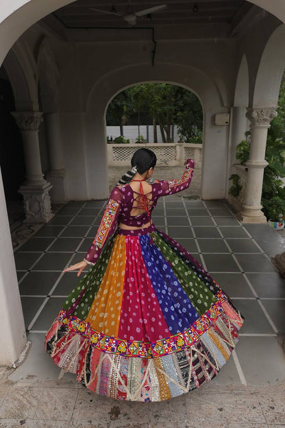 Multicolor Navratri Kutchi Mirror Work Chaniya Choli for Garba