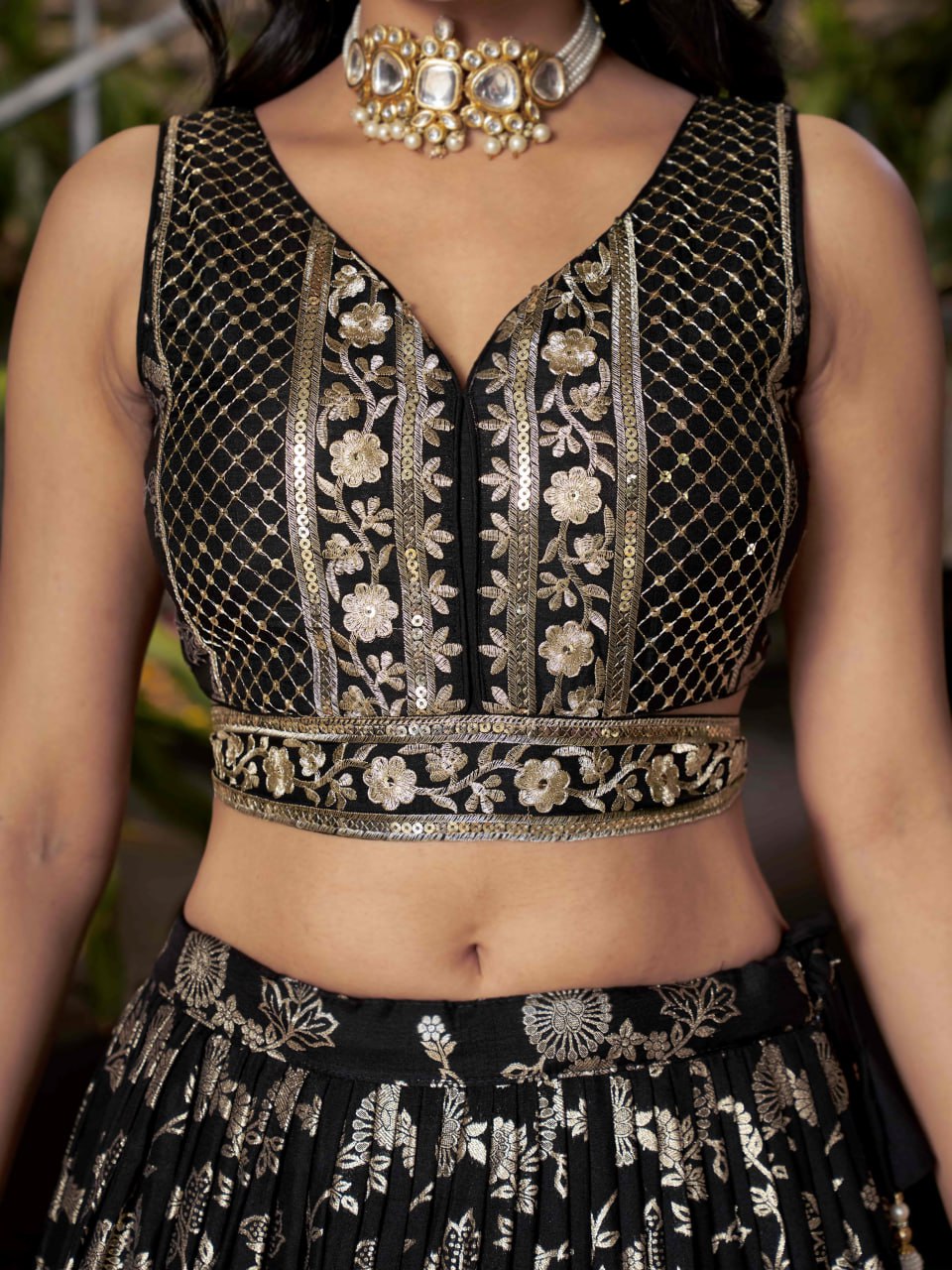 Black Dola Silk Jacquard Lehenga Choli with Dupatta