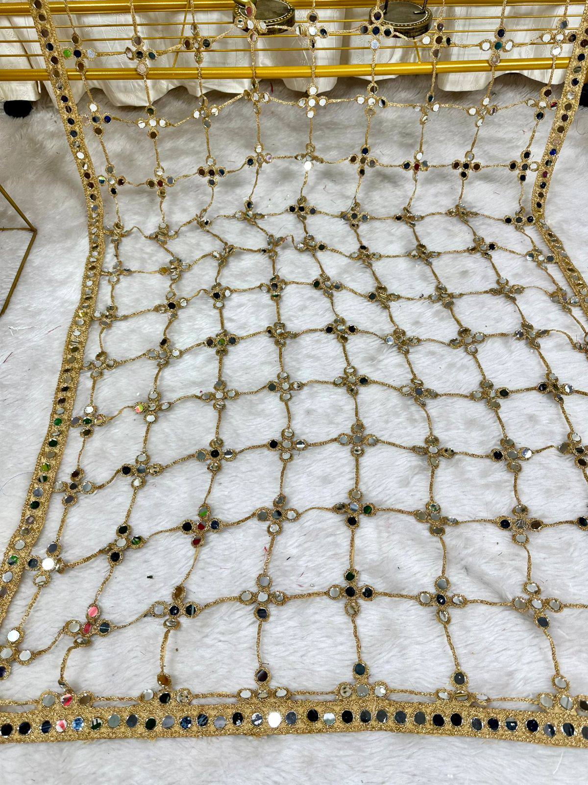 Heavy Pearl & Mirror Work Designer Dupatta for Wedding & Festive Wear