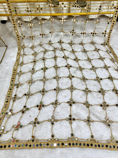 Heavy Pearl & Mirror Work Designer Dupatta for Wedding & Festive Wear