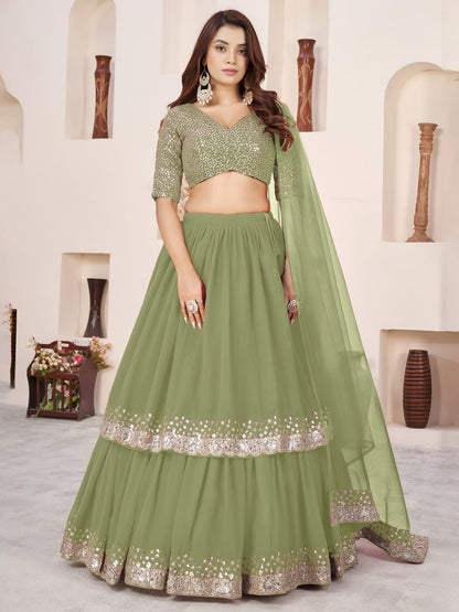 Yellow Georgette Lehenga Choli with Zari & Sequin Work