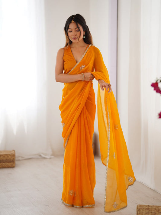 Charming Mustard Yellow Saree for Special Occasions