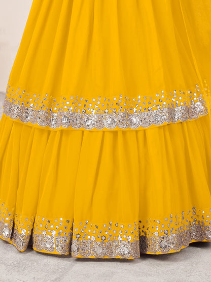 Yellow Georgette Lehenga Choli with Zari & Sequin Work