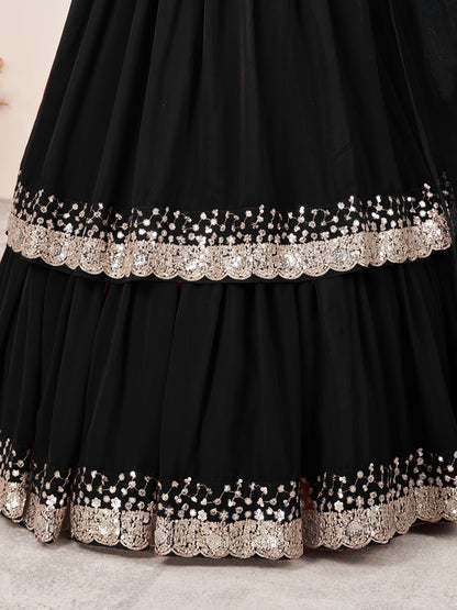 Black Georgette Lehenga Choli with Zari & Sequin Work