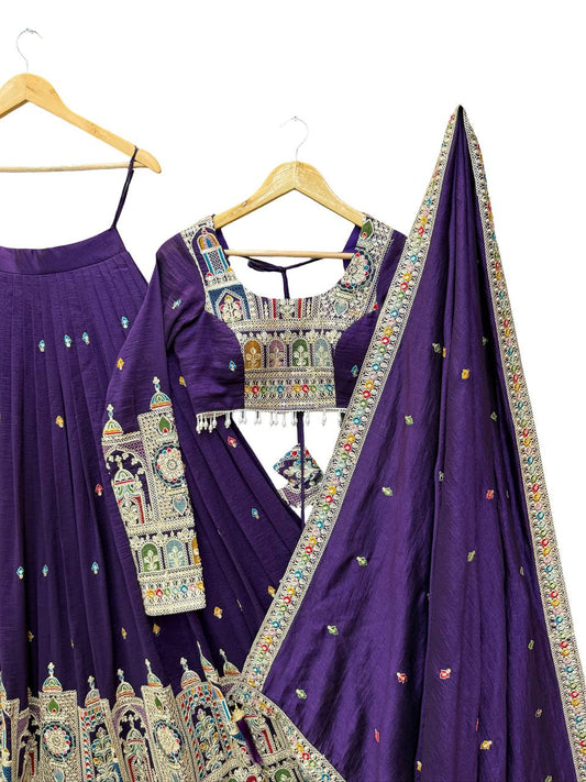 Deep purple embroidered lehenga choli