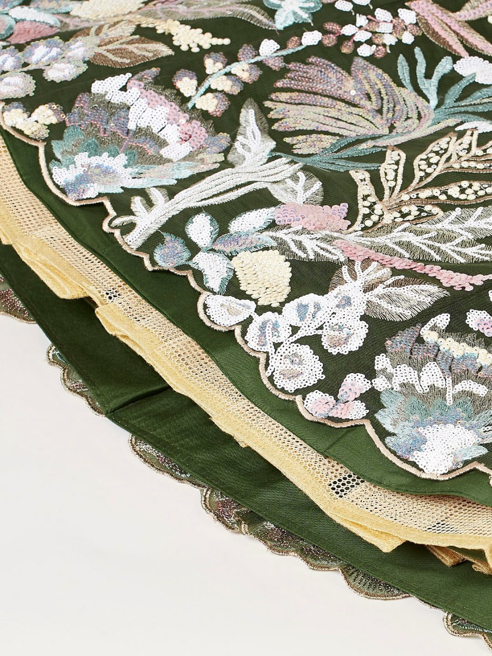Olive Green Enchanted Garden Floral Embroidered Lehenga Choli