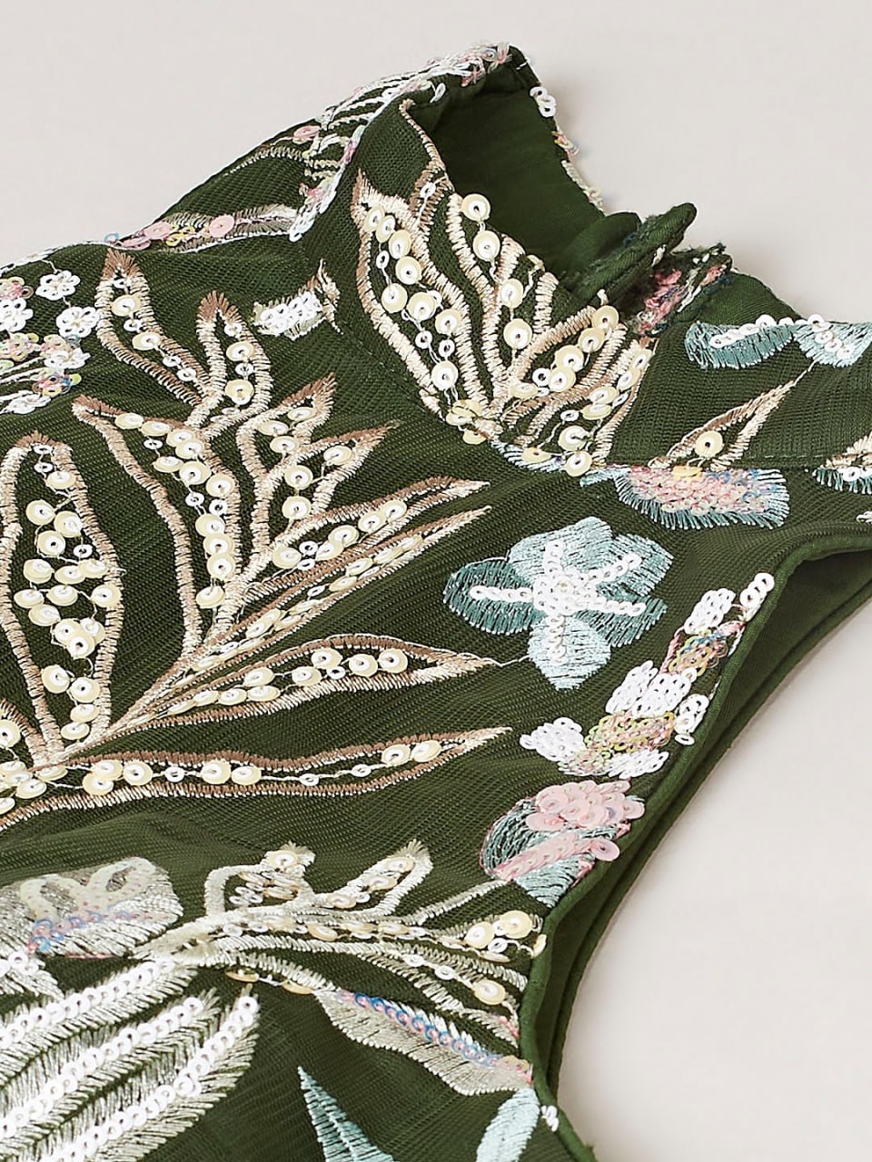 Olive Green Enchanted Garden Floral Embroidered Lehenga Choli