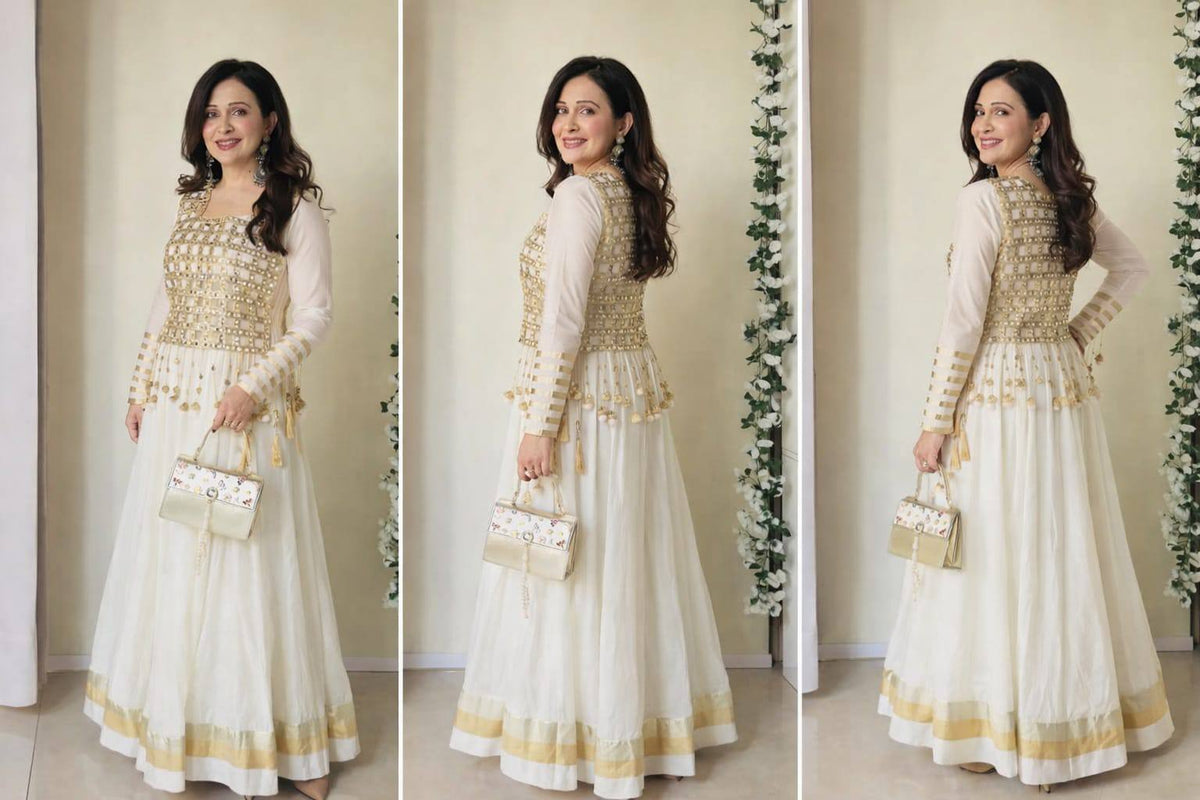 Elegant Gold Mirror Work Designer Cape with Tassel Detailing for Wedding & Festive Wear