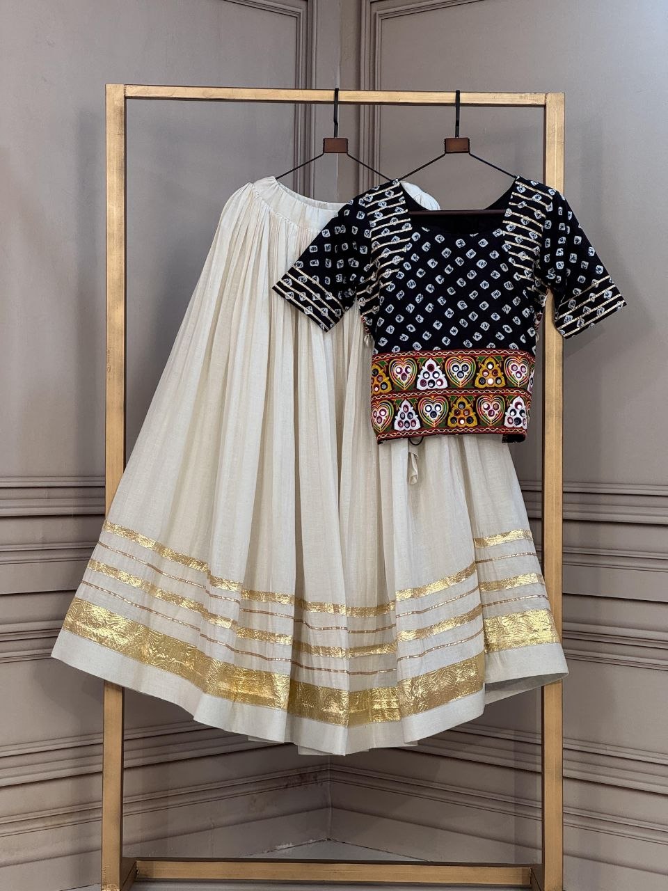 Navratri Lehenga Choli with Bandhej Print Blouse